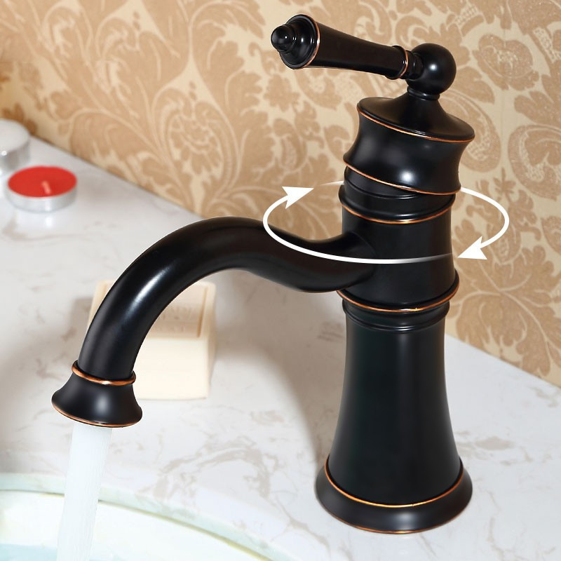 lookshop robinet lavabo mitigeur style retro en laiton massif noir antique distriartisan