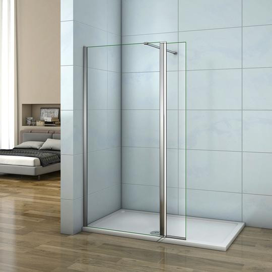 AICA paroi de douche 30x200cm paroi lat/érale /à litalienne en 8mm verre anticalcaire avec barre de fixation 450mm