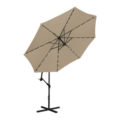 Parasol déporté avec led - rond - diamètre 300 cm - inclinable - Couleur au choix