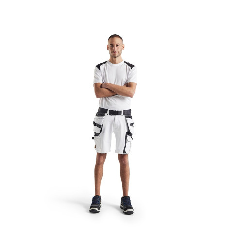 Short peintre stretch 4D Blanc/Gris-Foncé 10881645 - Taille au choix