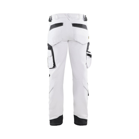 Pantalon peintre stretch 4D sans poches flottantes Blanc/Gris-Foncé 10891645 - Taille au choix