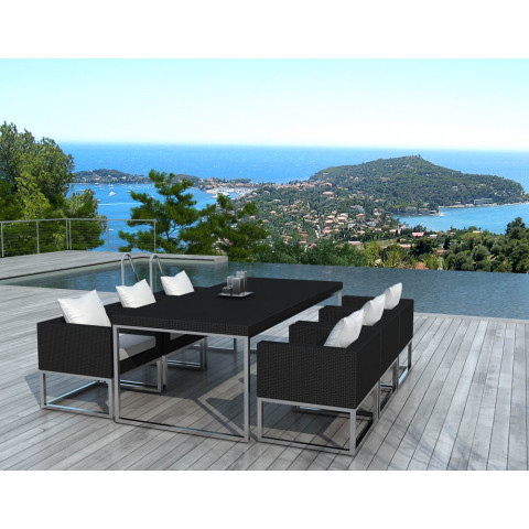 Salon de jardin design 1 table + 6 fauteuils