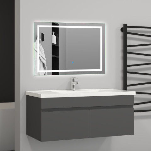 Meuble salle de bain anthtacite 2 portes avec une vasque à suspendre 99x45x40cm(l*w*h)cm