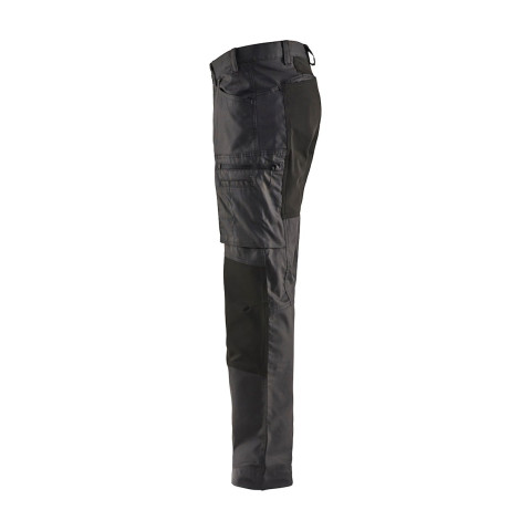 Pantalon maintenance coton stretch Gris-Foncé/Noir 14591146 - Taille au choix