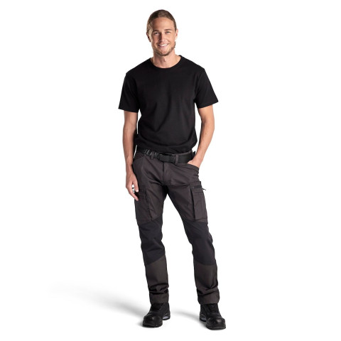 Pantalon maintenance coton stretch Gris-Foncé/Noir 14591146 - Taille au choix
