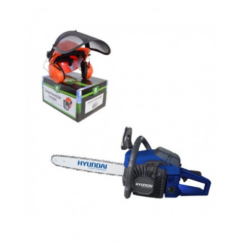 Hyundai htrpro52cf tronçonneuse thermique 52 cm³ 50 cm  guide et chaîne hyundai casque forestier