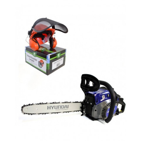 Hyundai htr40cf tronçonneuse thermique 40 cm³ 40 cm  guide et chaîne hyundai  casque forestier