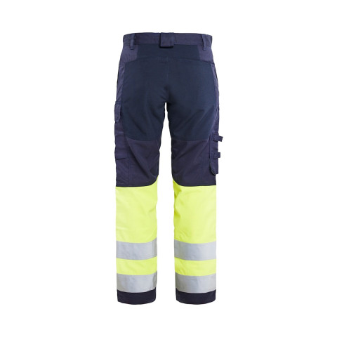 Pantalon multinormes inhérent +stretch Marine/Jaune-Fluo 17871512 - Taille au choix