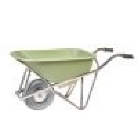 Brouette electrique Caisse en PEHD vert 90L. Roue anti-crevaison