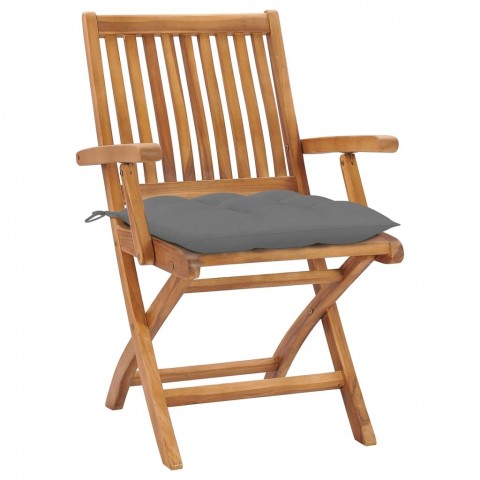 Chaises pliables de jardin avec coussins teck solide - Couleur des coussins et nombre de chaises au choix
