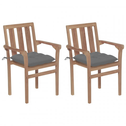 Chaises de jardin bois de teck avec coussins - Couleur des coussins et nombre de chaises au choix