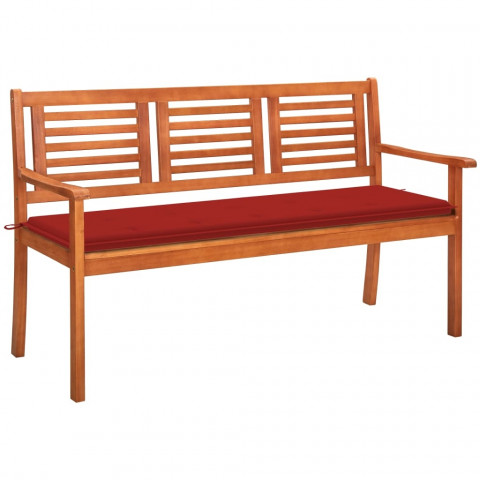 Banc de jardin 3 places avec coussin 150 cm bois d'eucalyptus - Couleur du coussin au choix