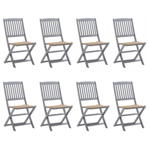 Chaises pliables d'extérieur 8 pcs avec coussins bois d'acacia - Couleur des coussins au choix