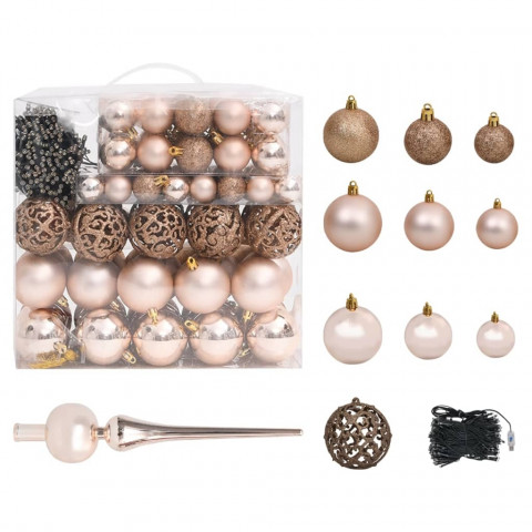 Set de boules de noël avec pic et 300 led 120 pcs - Couleur au choix