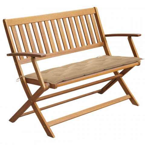 Banc de jardin avec coussin 120 cm bois d'acacia massif - Couleur du coussin au choix