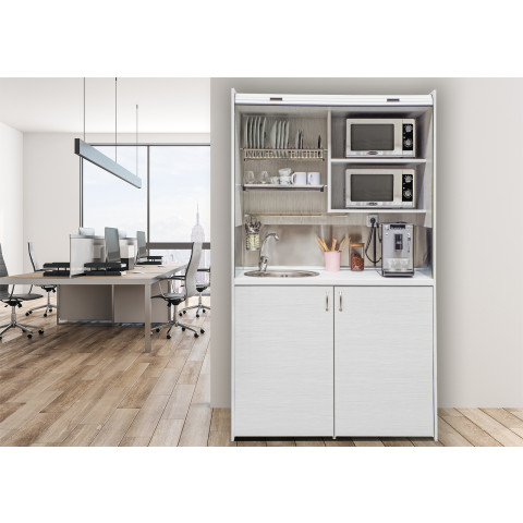 Brandy best office125-gbl espace convivialité couleur blanche 125cm pour bureau avec volet roulant