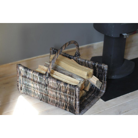 Panier en poelet noir pour bûches 50x35x40cm