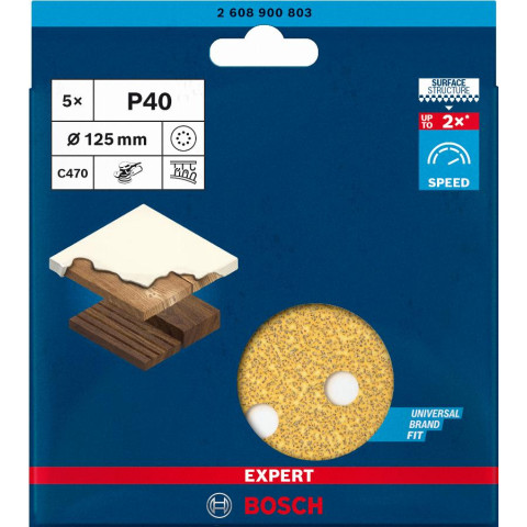 Feuille abrasive BOSCH EXPERT C470 pour ponceuse excentrique perforé - 26089008