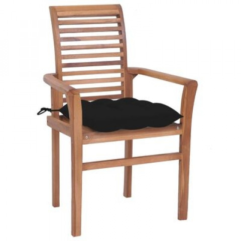 Chaises à dîner avec coussins anthracite teck solide - Couleur des coussins et nombre de chaises au choix