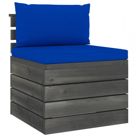 Canapé de milieu palette de jardin bois de pin avec coussins - Couleur des coussins au choix