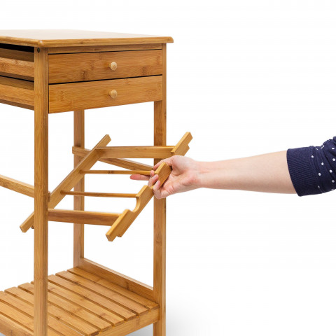 helloshop26 desserte meuble de cuisine etagere a vin avec roulettes tiroirs pour assiettes bois clair 80 cm 4313042 distriartisan