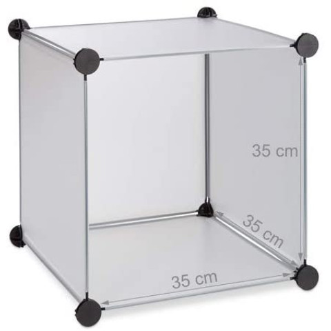 Étagère cubes rangement 11 casiers 2 tringles plastique transparent