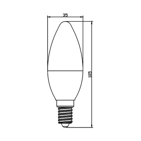 Lot de 50 ampoules led flamme 5w (eq. 35w) e14 3000k