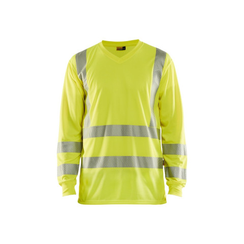 T-shirt à manches longues col V haute-visibilité anti-UV polyester 33851013 - Couleur et taille au choix