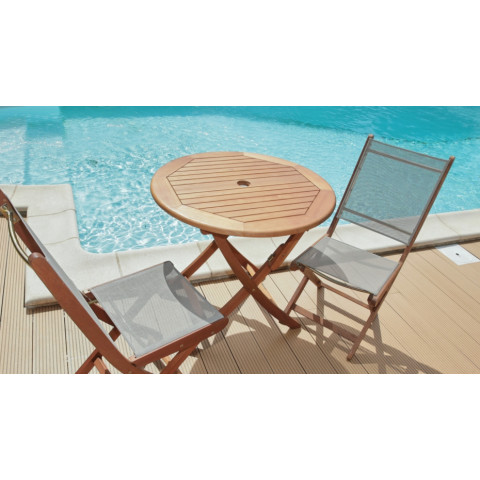 Table ronde pliante look teck