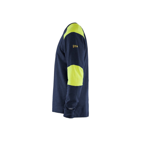 T-shirt manches longues ignifuge retardant flamme Marine/Jaune-Fluo 34571761 - Taille au choix