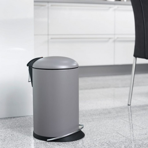 Hailo poubelle à pédale topdesign taille m 13 l gris mat 0516-790