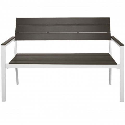 Banc de jardin pour 2 personnes utilisation en extérieur aluminium 129 cm gris blanc