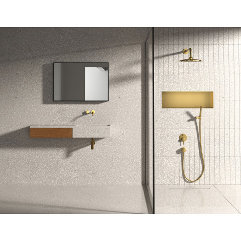 Niche de rangement en inox à encastrer spécial douche 60x30x7 finition gold by Eurosanit