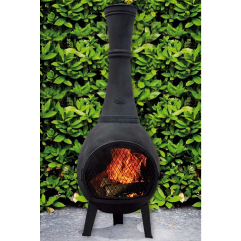 Chauffe-terrasse en fonte avec porte en maille