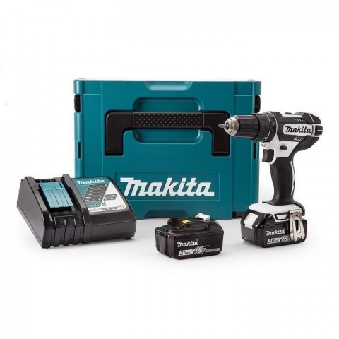 Makita perceuse-visseuse a percussion dhp482z avec 2 batteries 18v 3ah li-ion et coffret makpac