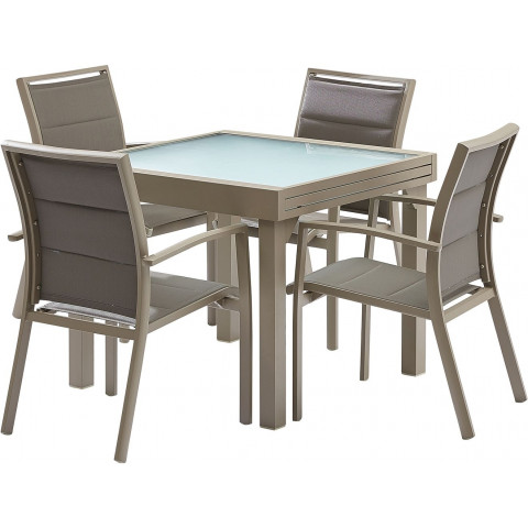 Salon de jardin moderne 4 personnes modulo - Coloris au choix