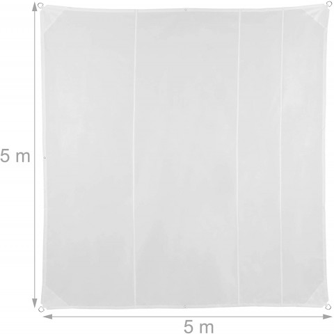 Voile d’ombrage carré 5 x 5 m blanc 