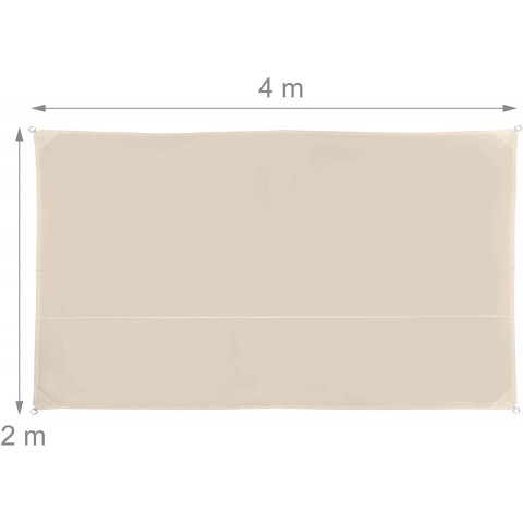 Voile d'ombrage rectangle 2 x 4 m beige 