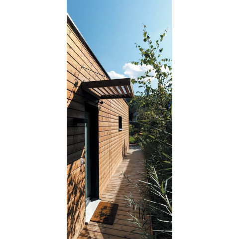 Auvent porte d'entrée moderne en bois non couvert