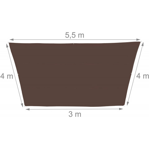 Voile d'ombrage trapèze 3 x 5,5 x 4 m brun 