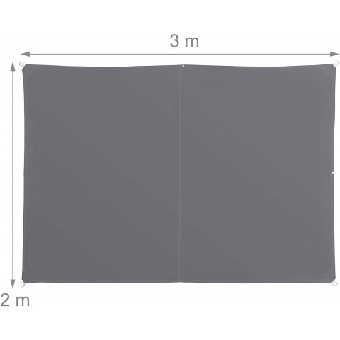 Voile d'ombrage rectangle 2 x 3 m gris 