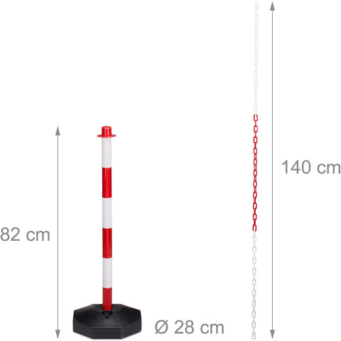Poteau barrière de signalisation et délimitation parking blanc et rouge 