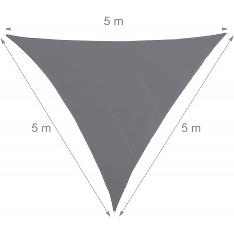 Voile d'ombrage triangle 5 x 5 x 5 m gris 