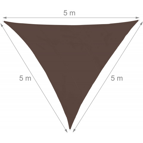 Voile d'ombrage triangle 5 x 5 x 5 m brun 