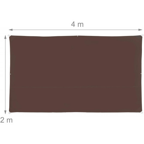 Voile d'ombrage rectangle 2 x 4 m brun 