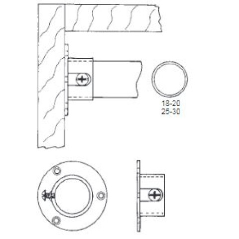 Support latéral tube rond chromé Ø 20 mm MANART - M724/20CR