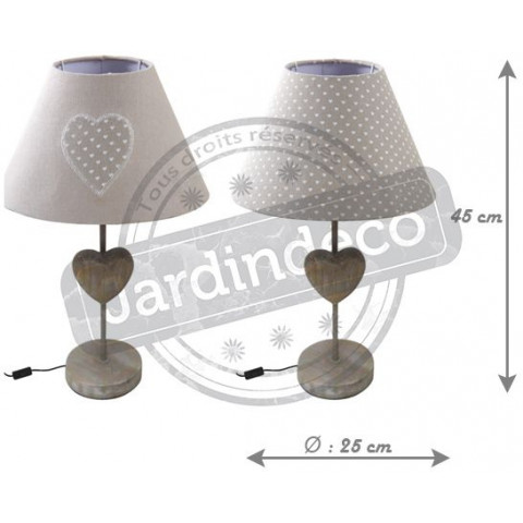 Lampe coeur en bois (lot de 2)