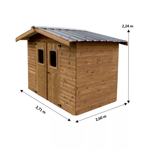 Abri de jardin bois habrita foresta the2420.02t therma double pente 7,04m2 brun doré sans plancher