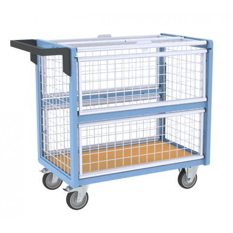 Chariot conteneur grillagé 250 kg - Avec ou sans toit et dimensions au choix