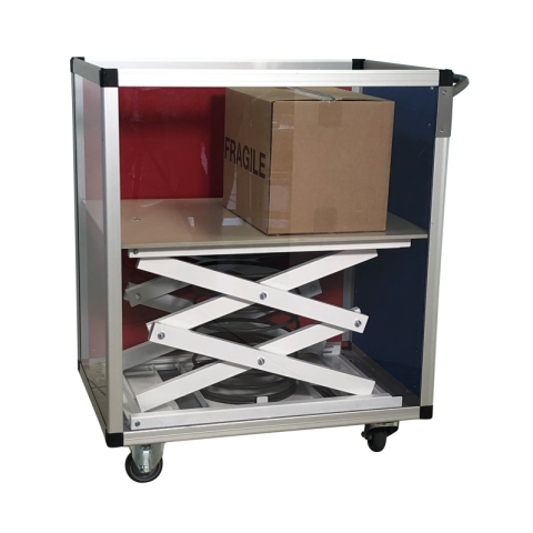 Chariot niveau constant polypropylène, 650 x 450 mm, 25 kg